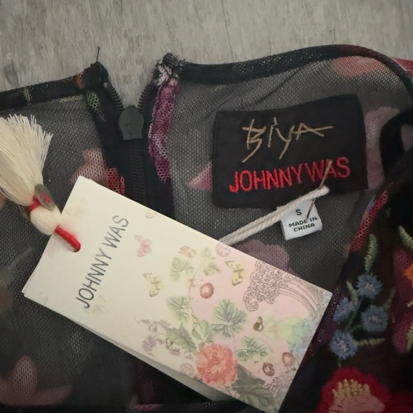 Johnny Was Black Floral Bohemian Dress Size Small - Picture 9 of 10